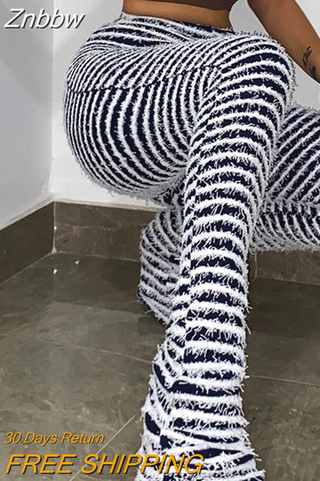 Znbbw Women Fashion Streetwear High Waist Striped Long Pants Bottoms 2023 Fall Autumn Clothes Wholesale Items For Business